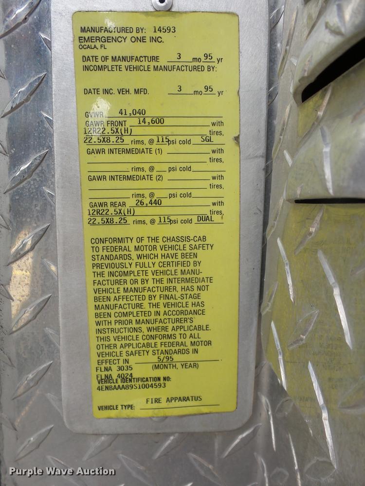 image for item DA6506 1995 E-one Fire Truck