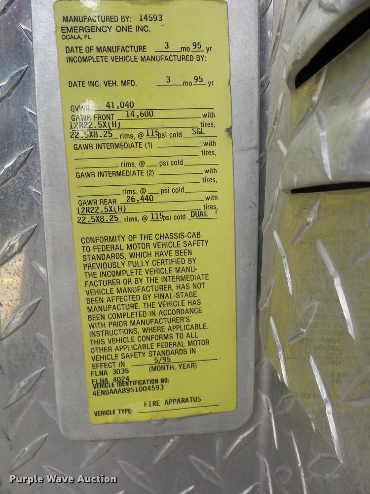 image for item DA6506 1995 E-one Fire Truck