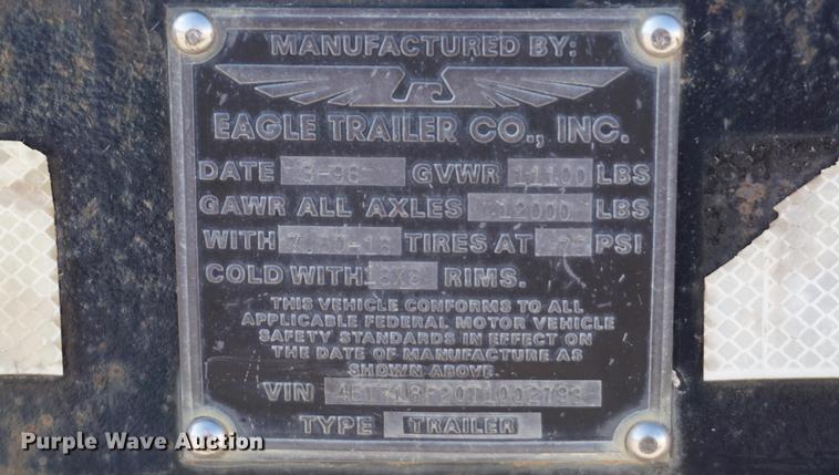 image for item DB0368 1996 Eagle utility trailer