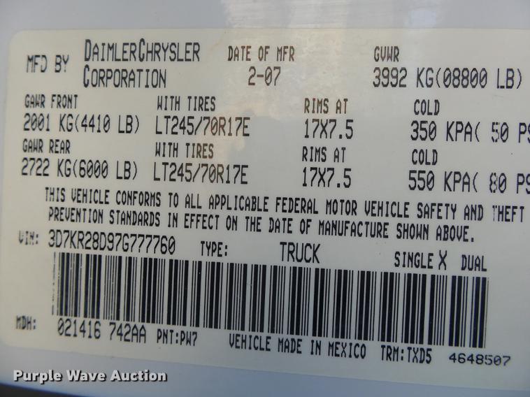 image for item DB7294 2007 Dodge Ram 2500HD Quad Cab pickup truck