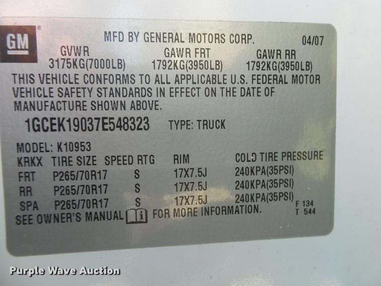 image for item DB7301 2007 Chevrolet Silverado 1500 Ext. Cab pickup truck