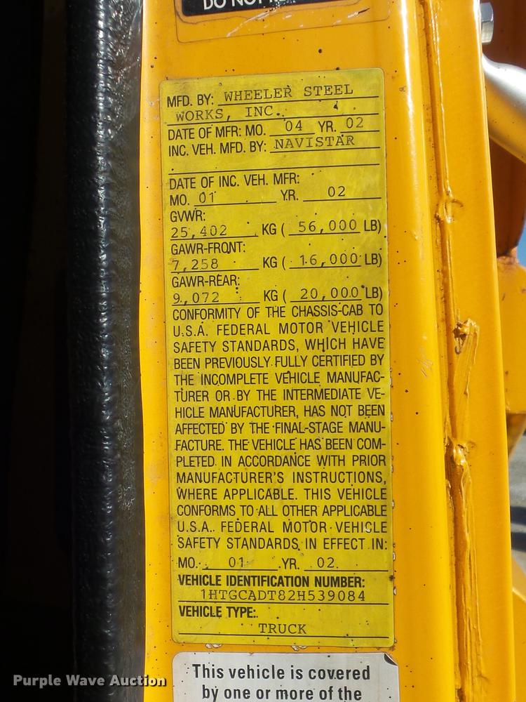 image for item DC7433 2002 International F2554 dump truck