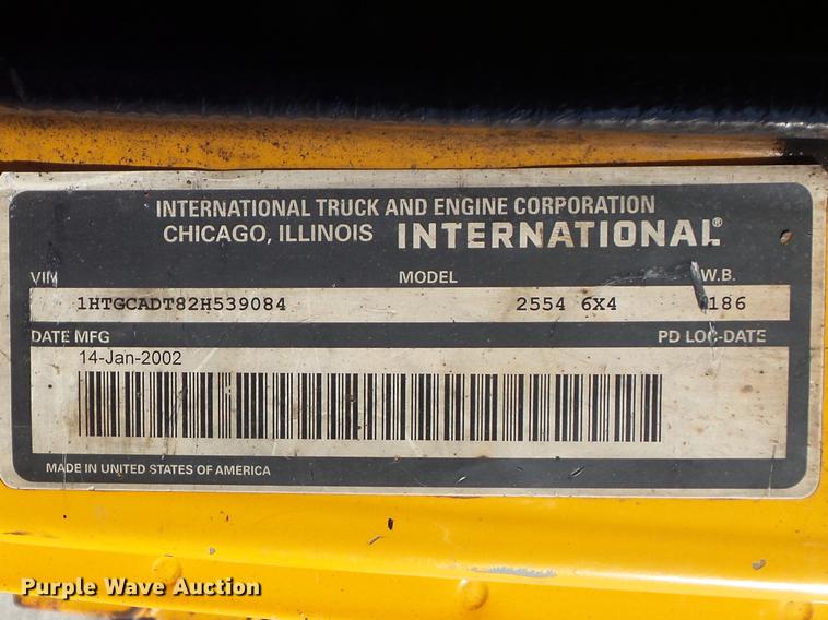 image for item DC7433 2002 International F2554 dump truck