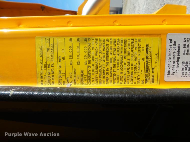 image for item DC7434 2002 International F2554 dump truck