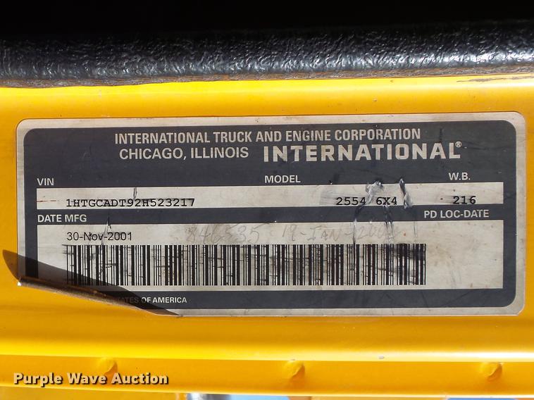 image for item DC7434 2002 International F2554 dump truck