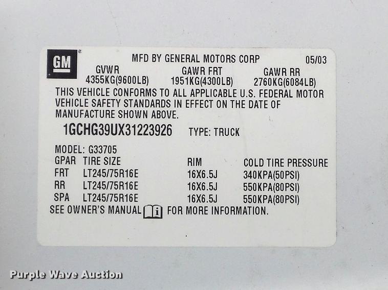 image for item DC7444 2003 Chevrolet Express 3500 van