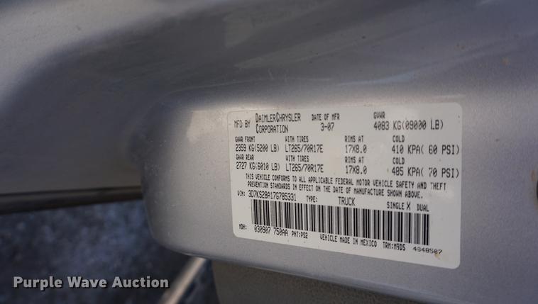 image for item DB0363 2007 Dodge Ram 2500 Quad Cab flatbed truck