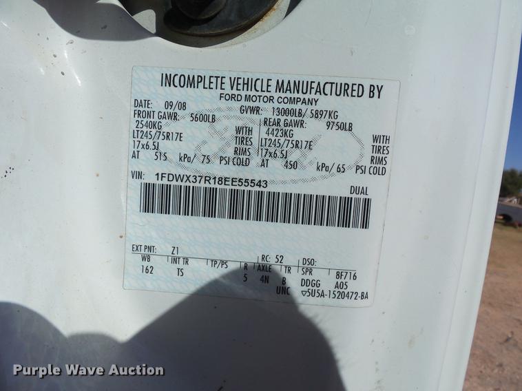 image for item DB4212 2008 Ford F350  XL Super Duty Ext. Cab truck cab and chassis