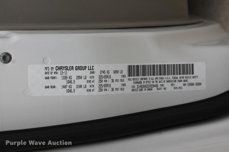 image for item DB5100 2012 Dodge Grand Caravan cargo van