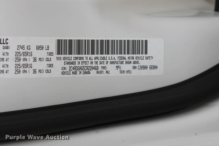 image for item DB5100 2012 Dodge Grand Caravan cargo van