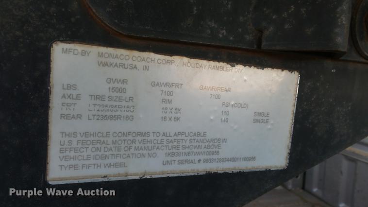 image for item DC0538 1998 Holiday Rambler Aluma-Lite camper