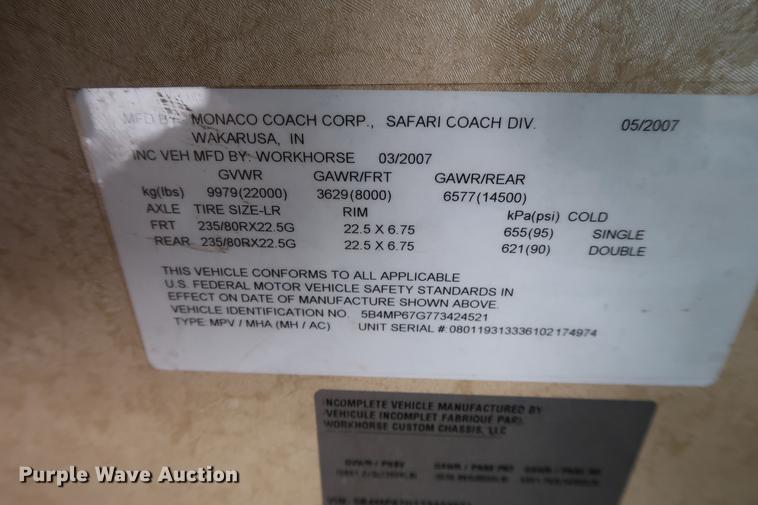 image for item DD5417 2008 Safari Simba RV