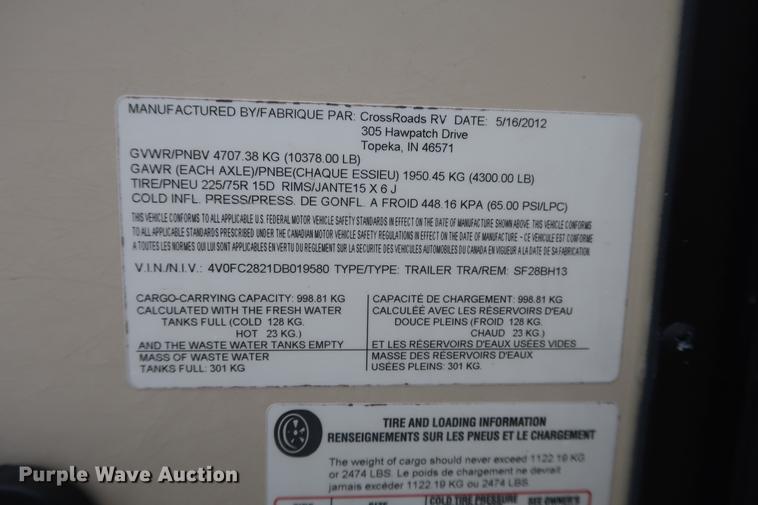 image for item DD5419 2013 Crossroads Reverse Sunset Trail camper