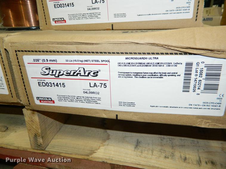 image for item DE9970 (7) spools of Lincoln SuperArc LA75 welding wire