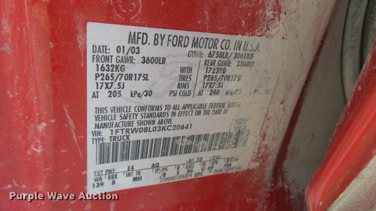 image for item DX9343 2003 Ford F150 XLT SuperCrew pickup truck