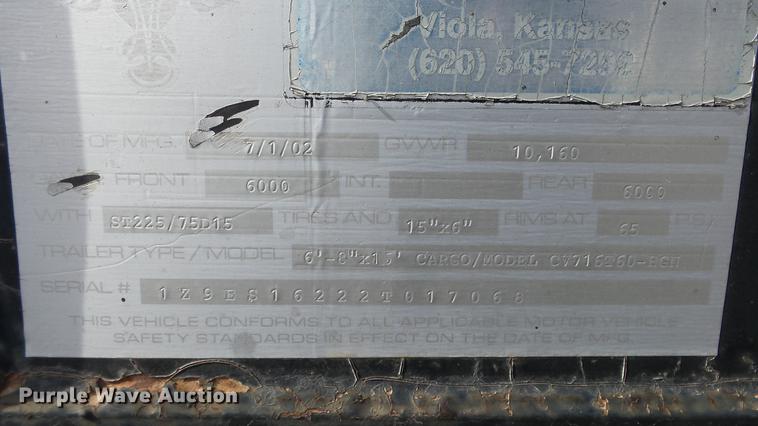 image for item EF9425 2002 Iron Ox enclosed cargo trailer