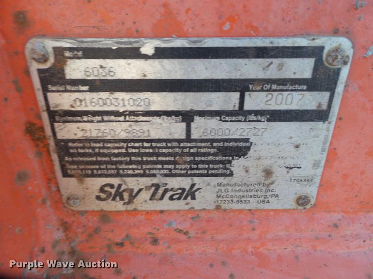 image for item EI9519 2007 SkyTrak 6036 telehandler