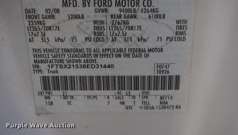 image for item DB0364 2008 Ford F250 Super Duty Super Cab utility bed pickup truck