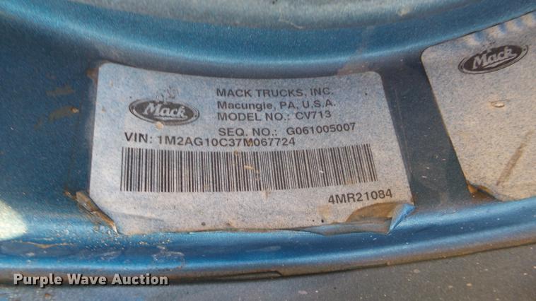 image for item DC0551 2007 Mack CV713 dump truck