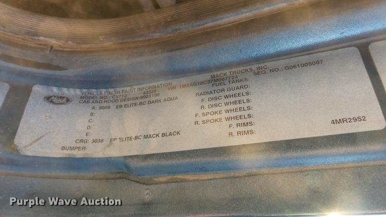 image for item DC0551 2007 Mack CV713 dump truck