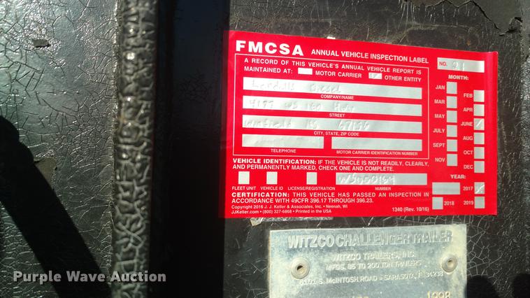 image for item DC0832 1998 Witzo Challenger RG-50 low boy equipment trailer