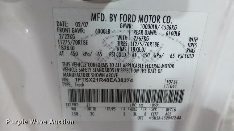 image for item DX9338 2008 Ford F250 Super Duty SuperCab pickup truck