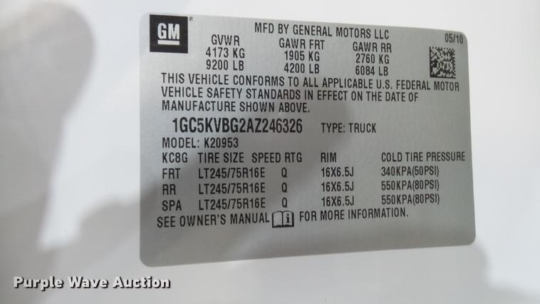 image for item DX9347 2010 Chevrolet Silverado 2500HD Ext. Cab pickup truck