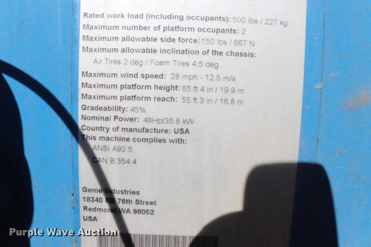 image for item EC9434 2005 Genie S65 boom lift