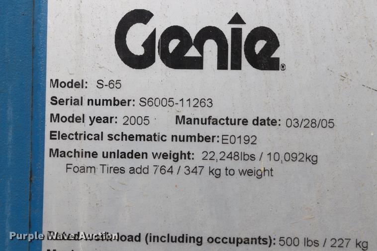 image for item EC9434 2005 Genie S65 boom lift