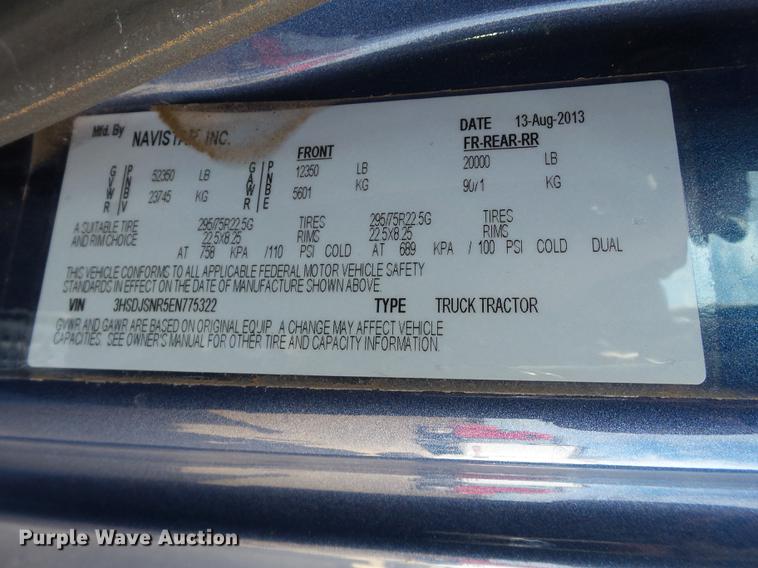 image for item BJ9787 2014 International ProStar semi truck