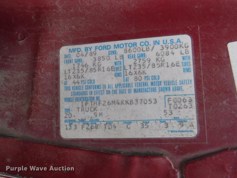 image for item DB3941 1989 Ford F250 XLT Lariat flatbed pickup truck