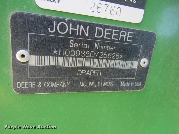 image for item DC8319 2008 John Deere 936D draper head