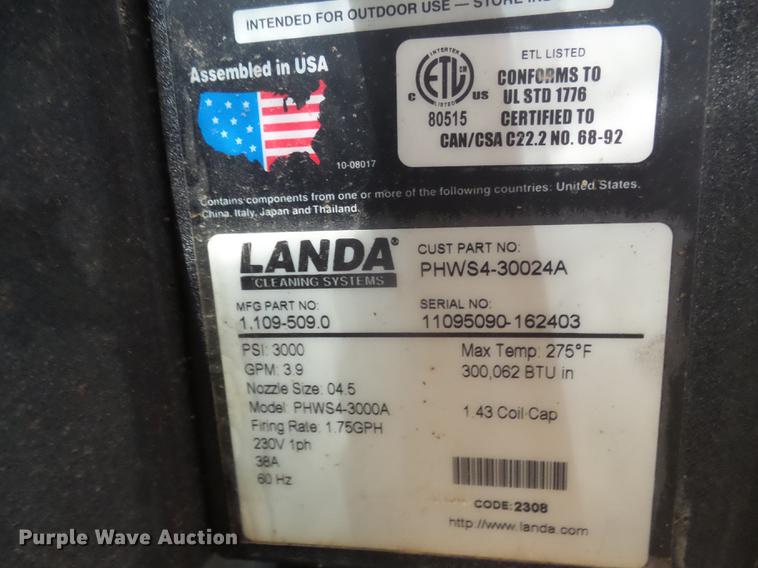 image for item DC8329 Landa PHWS4-3000 pressure washer