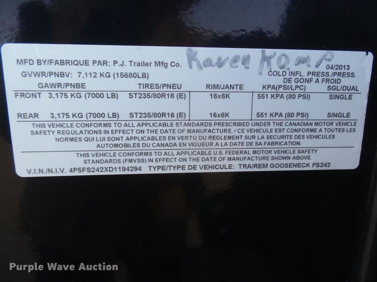 image for item DC8356 2013 PJ equipment trailer