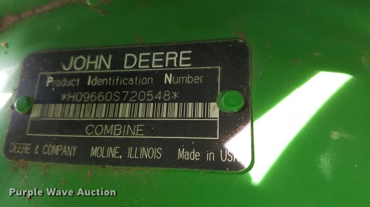 image for item DD5430 2007 John Deere 9660 STS RWA combine