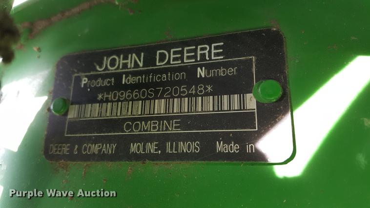 image for item DD5430 2007 John Deere 9660 STS RWA combine