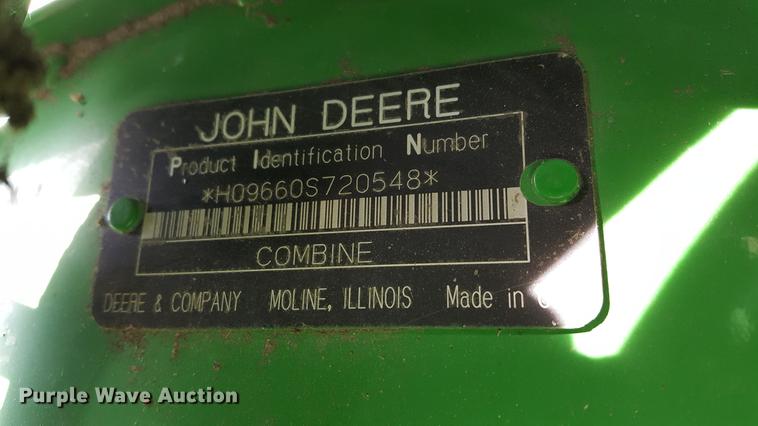 image for item DD5430 2007 John Deere 9660 STS RWA combine