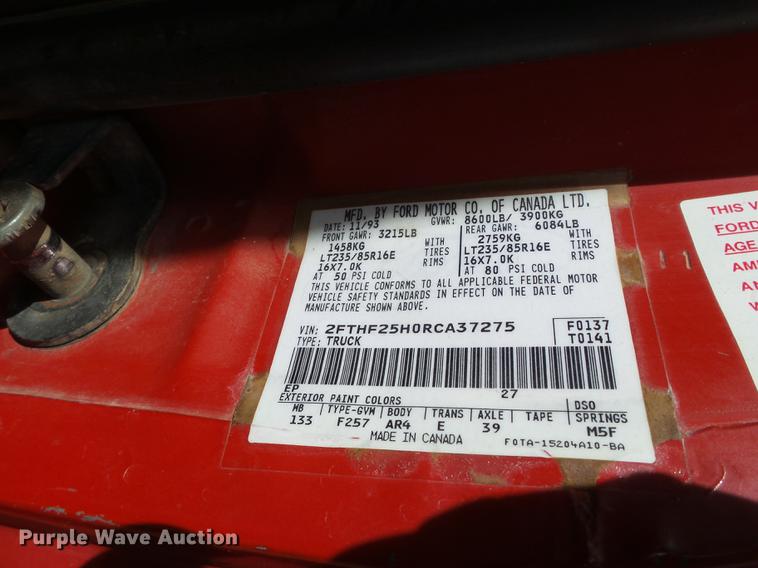 image for item EN9507 1994 Ford F250 pickup truck