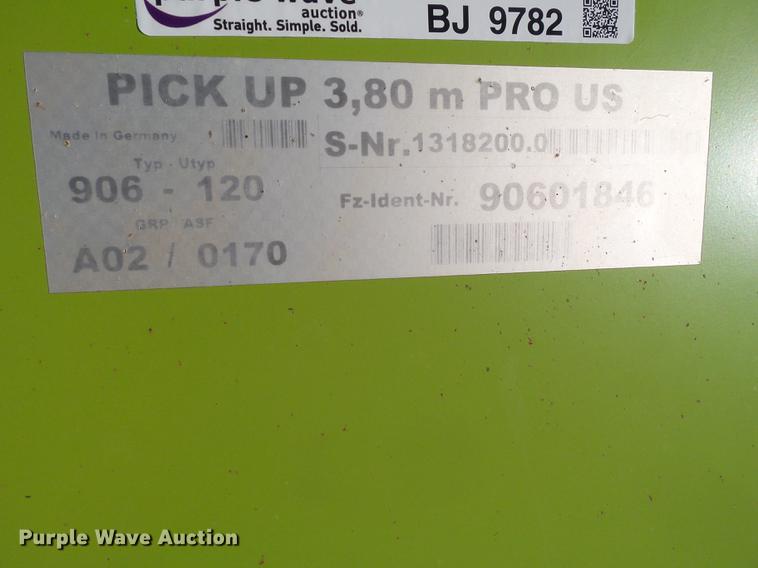 image for item BJ9782 2013 Claas 380PU pickup head