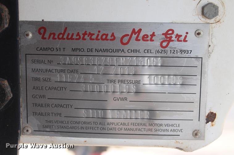 image for item BJ9841 2014 Mas live bottom silage trailer