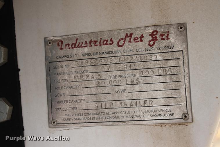 image for item BJ9843 2016 Mas live bottom silage trailer