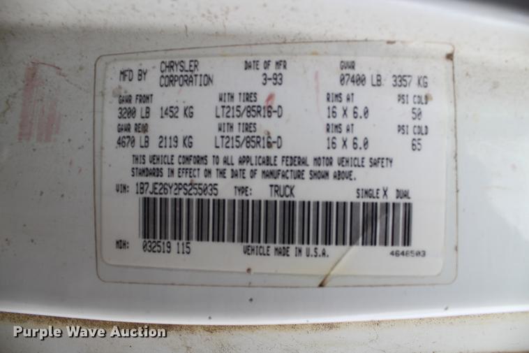 image for item DB6613 1993 Dodge D250 pickup truck