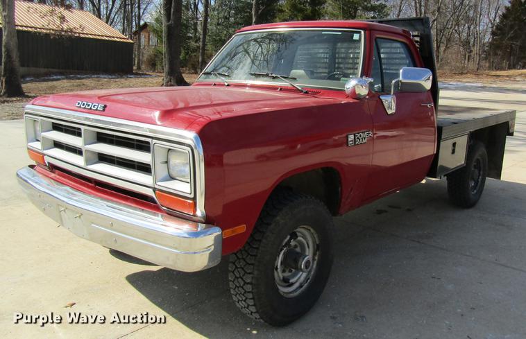image for item DB9755 1990 Dodge Ram 350 flatbed pickup truck