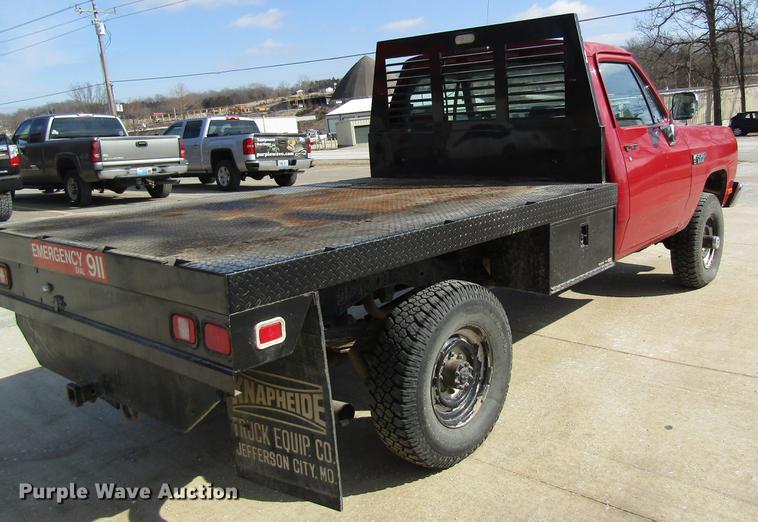 image for item DB9755 1990 Dodge Ram 350 flatbed pickup truck