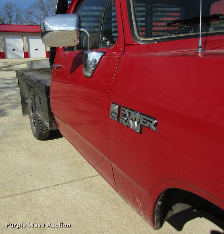 image for item DB9755 1990 Dodge Ram 350 flatbed pickup truck