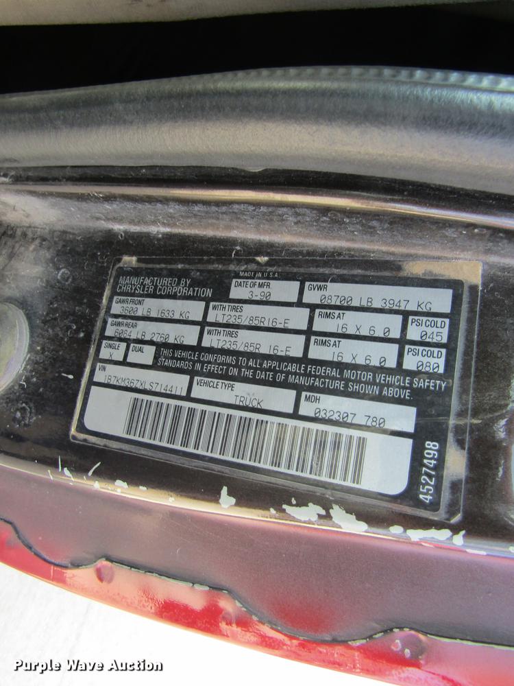 image for item DB9755 1990 Dodge Ram 350 flatbed pickup truck