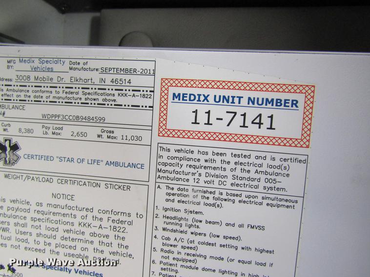 image for item DB9776 2011 Freightliner Sprinter 3500 ambulance