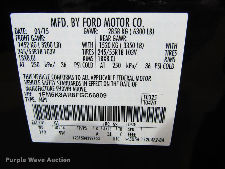 image for item DC8284 2015 Ford Explorer Police Interceptor SUV