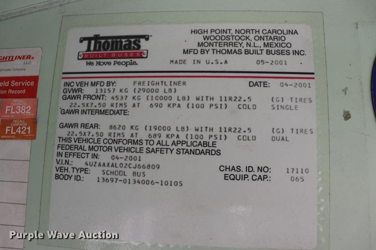 image for item EC9468 2002 Freightliner FS65 school bus