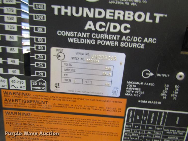 image for item EI9252 Miller Thunderbolt AC/DC welder